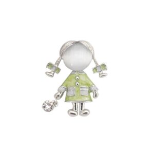 Brosa retro Cute Green Girl