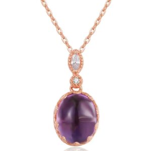 Colier Virginia cu Ametist Natural, placat cu aur roz de 18K